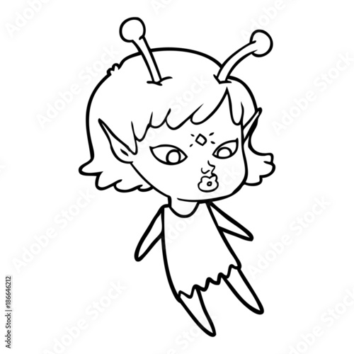 pretty cartoon alien girl