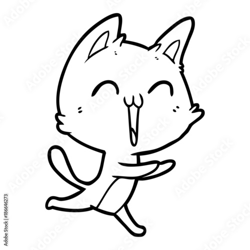 happy cartoon cat meowing