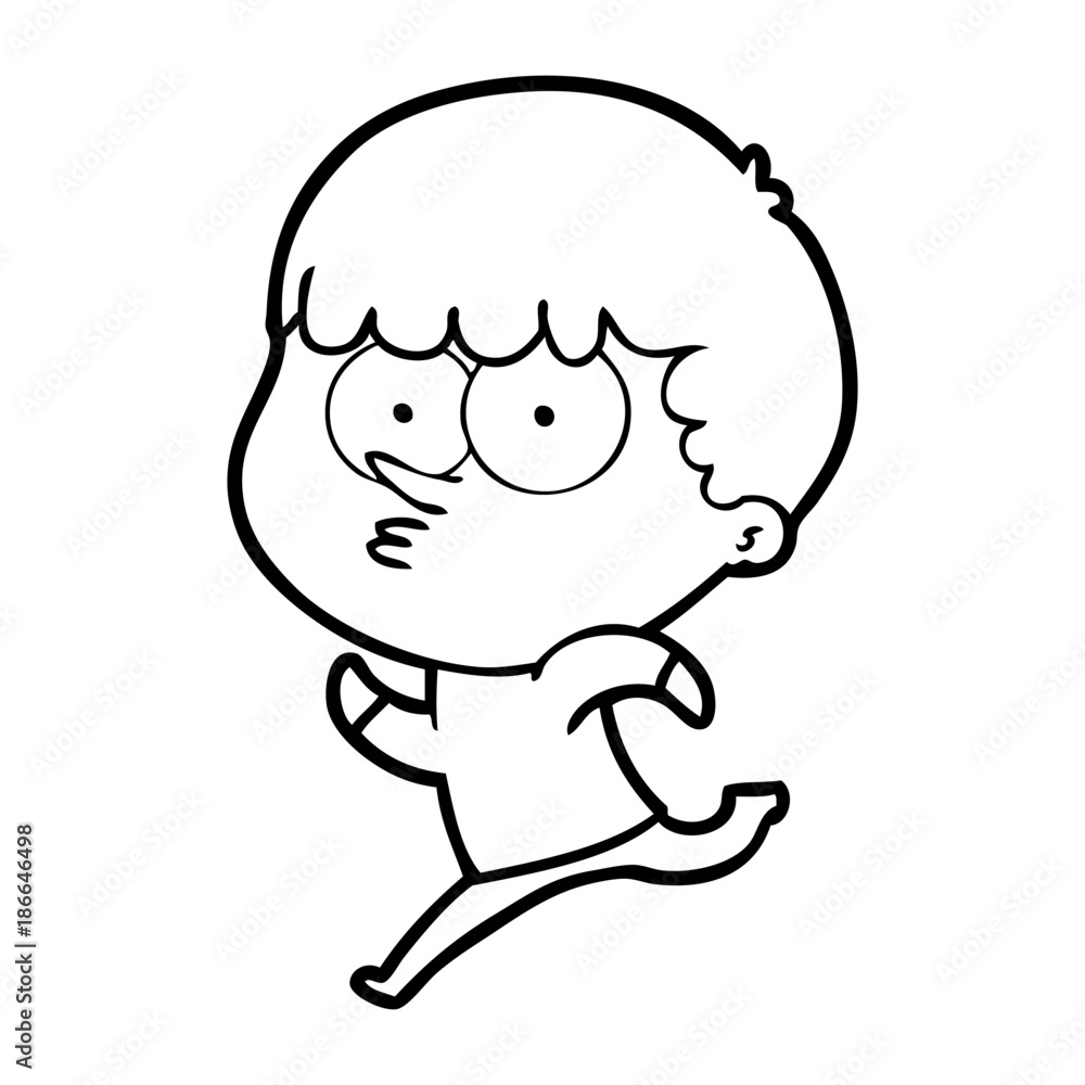 cartoon curious boy running cartoon curious boy running