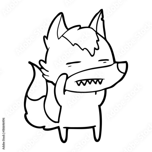 cartoon wolf showing teeth