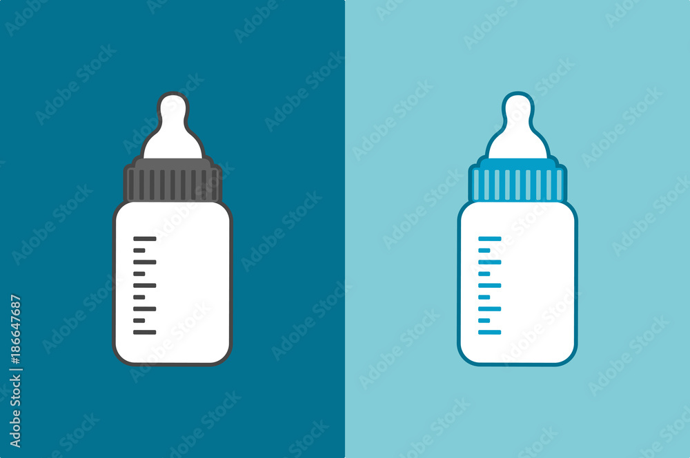 baby milk bottle isolated on blue background baby milk bottle isolated on blue background