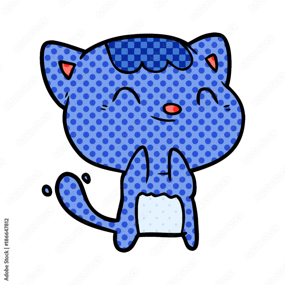Fototapeta premium cute cartoon happy little cat