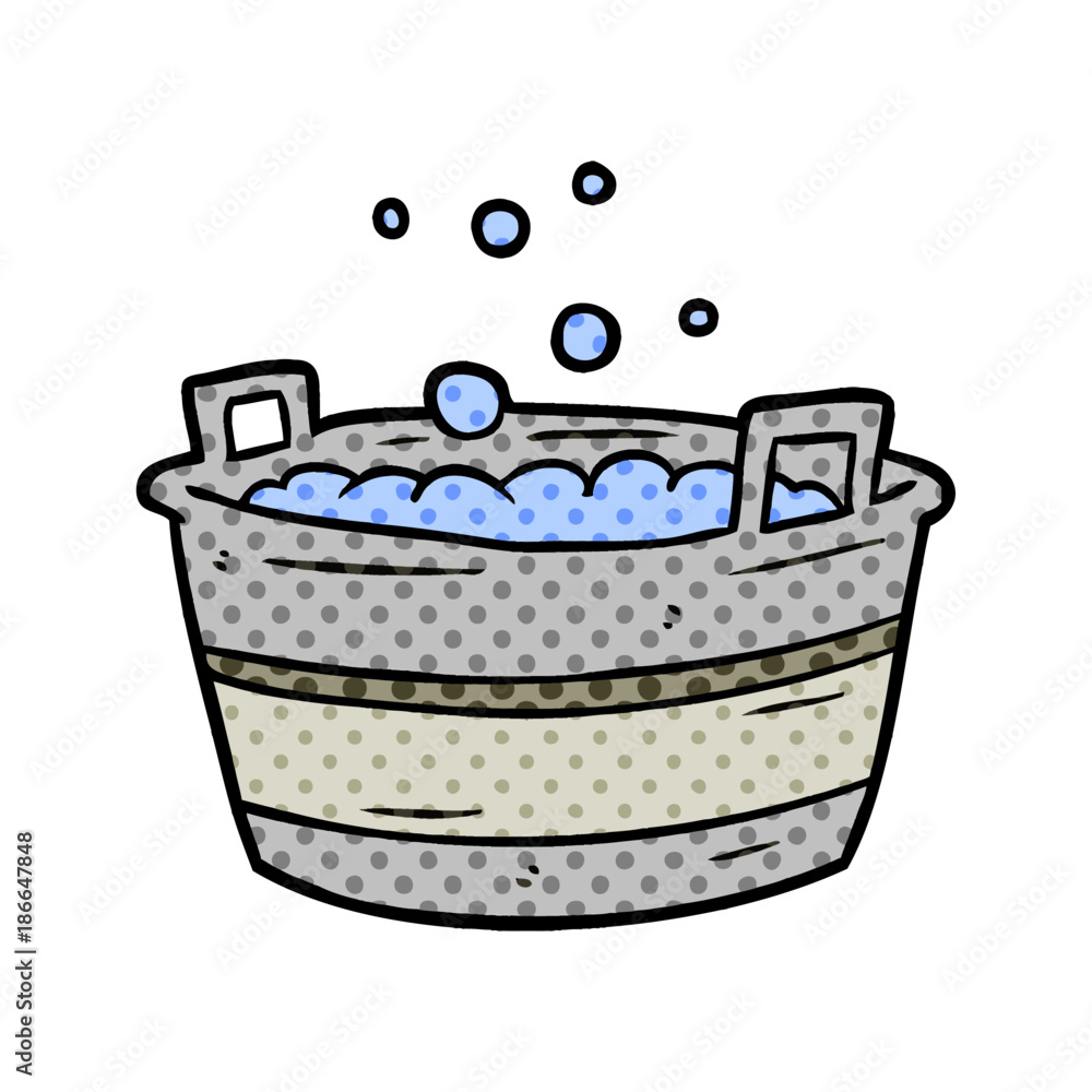 cartoon old tin bath full of water Stock Vector Adobe Stock