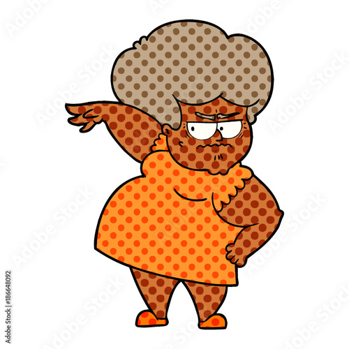 cartoon angry old woman