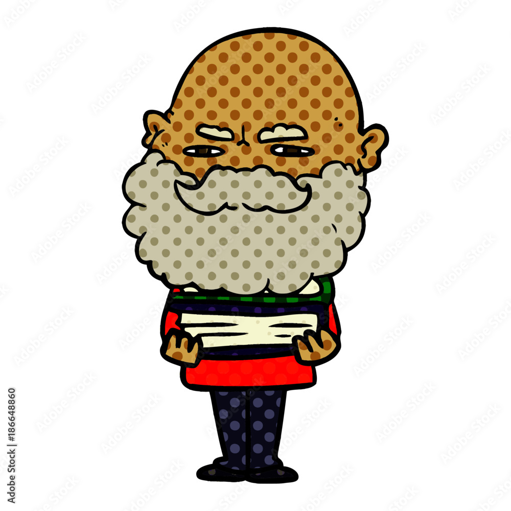 cartoon man with beard frowning cartoon man with beard frowning