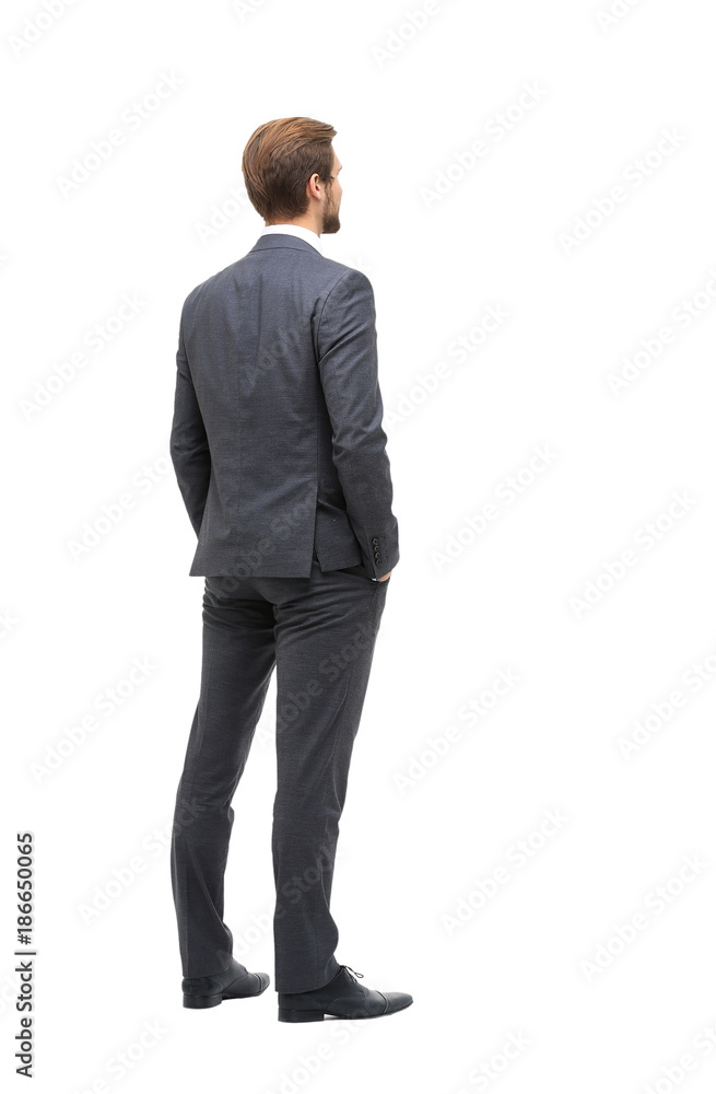 rear view . businessman looking at copy space rear view . businessman looking at copy space