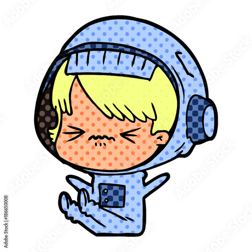 cartoon space girl throwing a tantrum