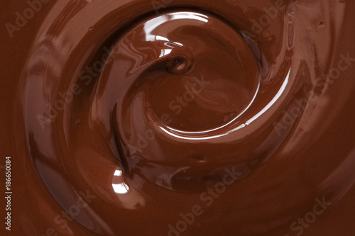 Canvas Print Chocolate texture. Liquid chocolate close-up.