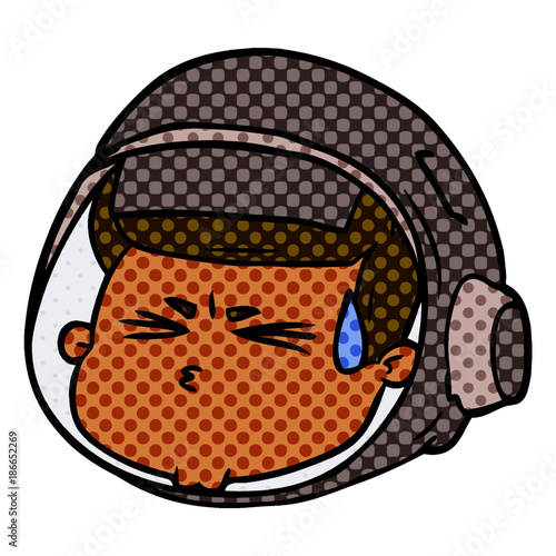 cartoon stressed astronaut face