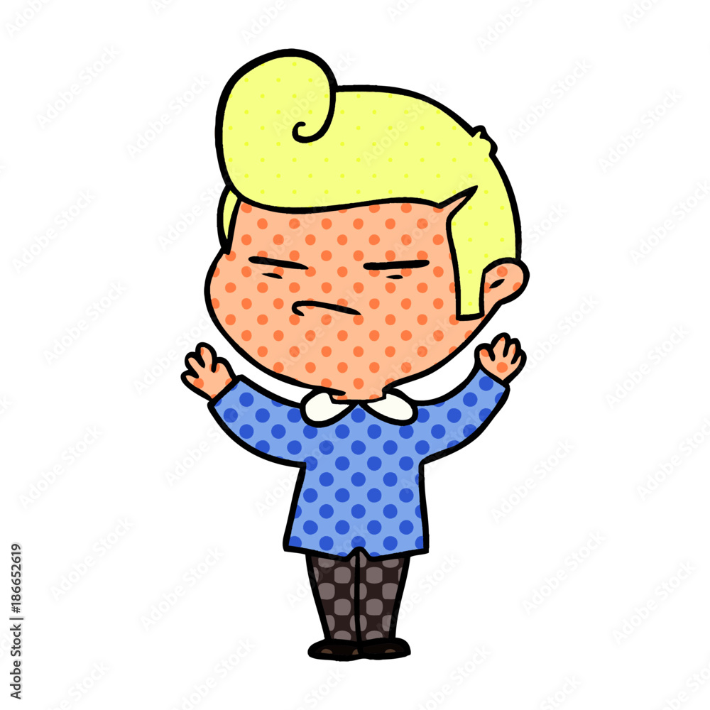 cartoon cool guy with fashion hair cut cartoon cool guy with fashion hair cut