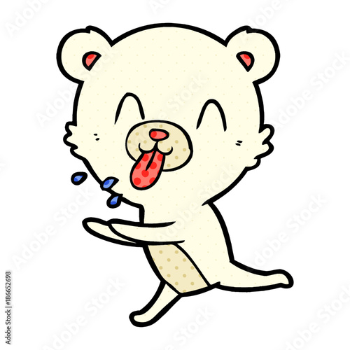 rude cartoon polar bear sticking out tongue