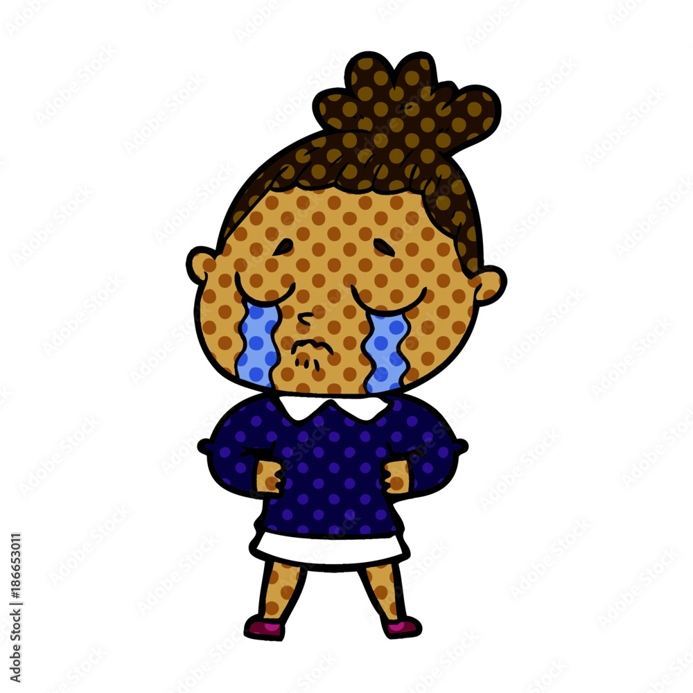 cartoon crying woman