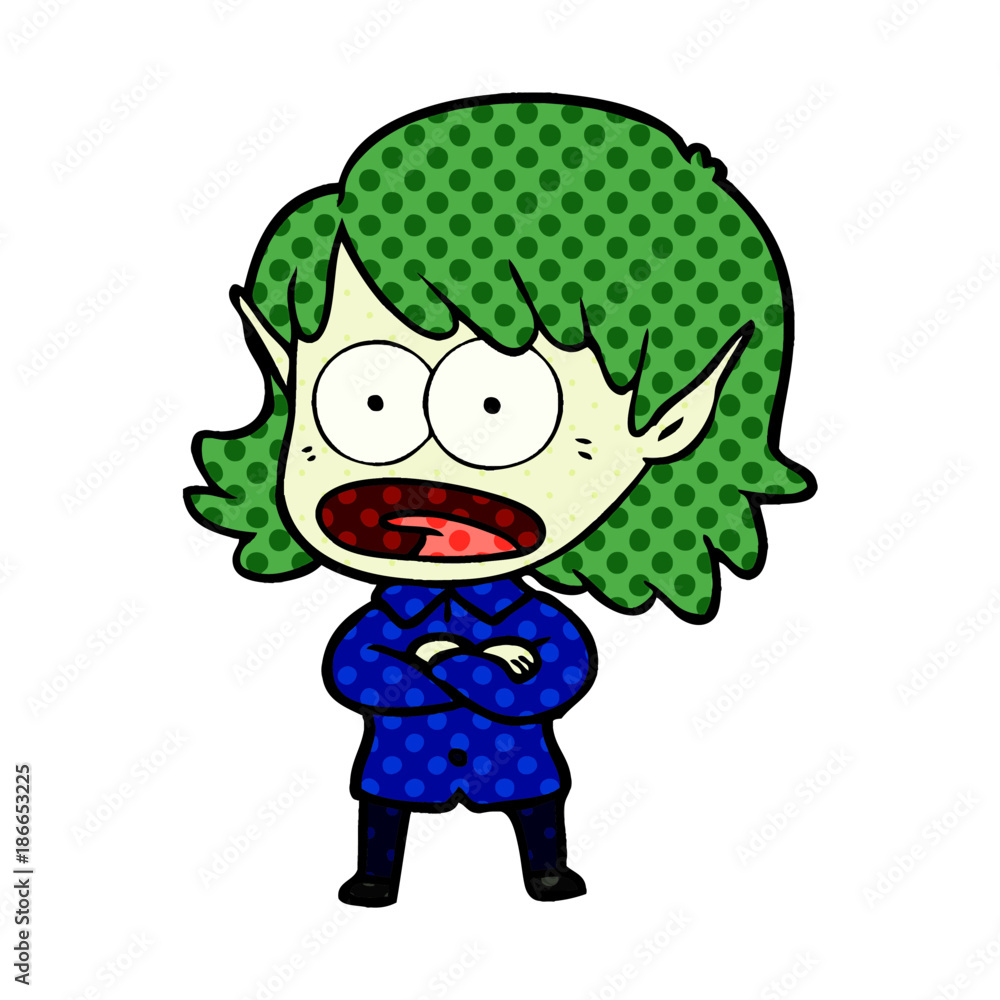 cartoon shocked elf girl cartoon shocked elf girl