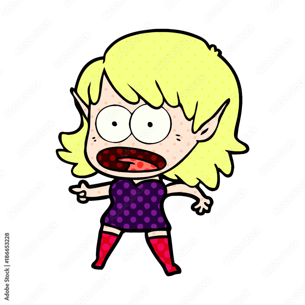 cartoon shocked elf girl cartoon shocked elf girl