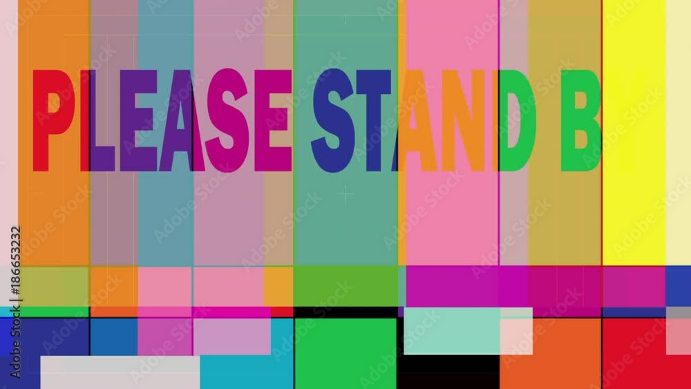 sequence of television, video and vcr images showing no signal, grids