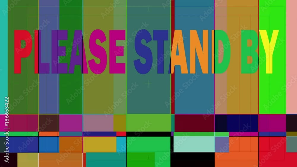 sequence of television, video and vcr images showing no signal, grids