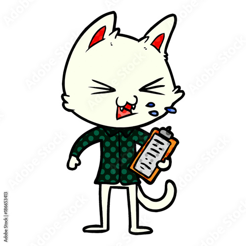 cartoon salesman cat hissing
