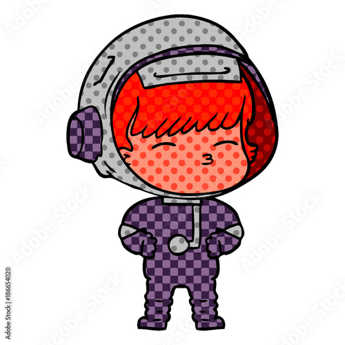 cartoon curious astronaut