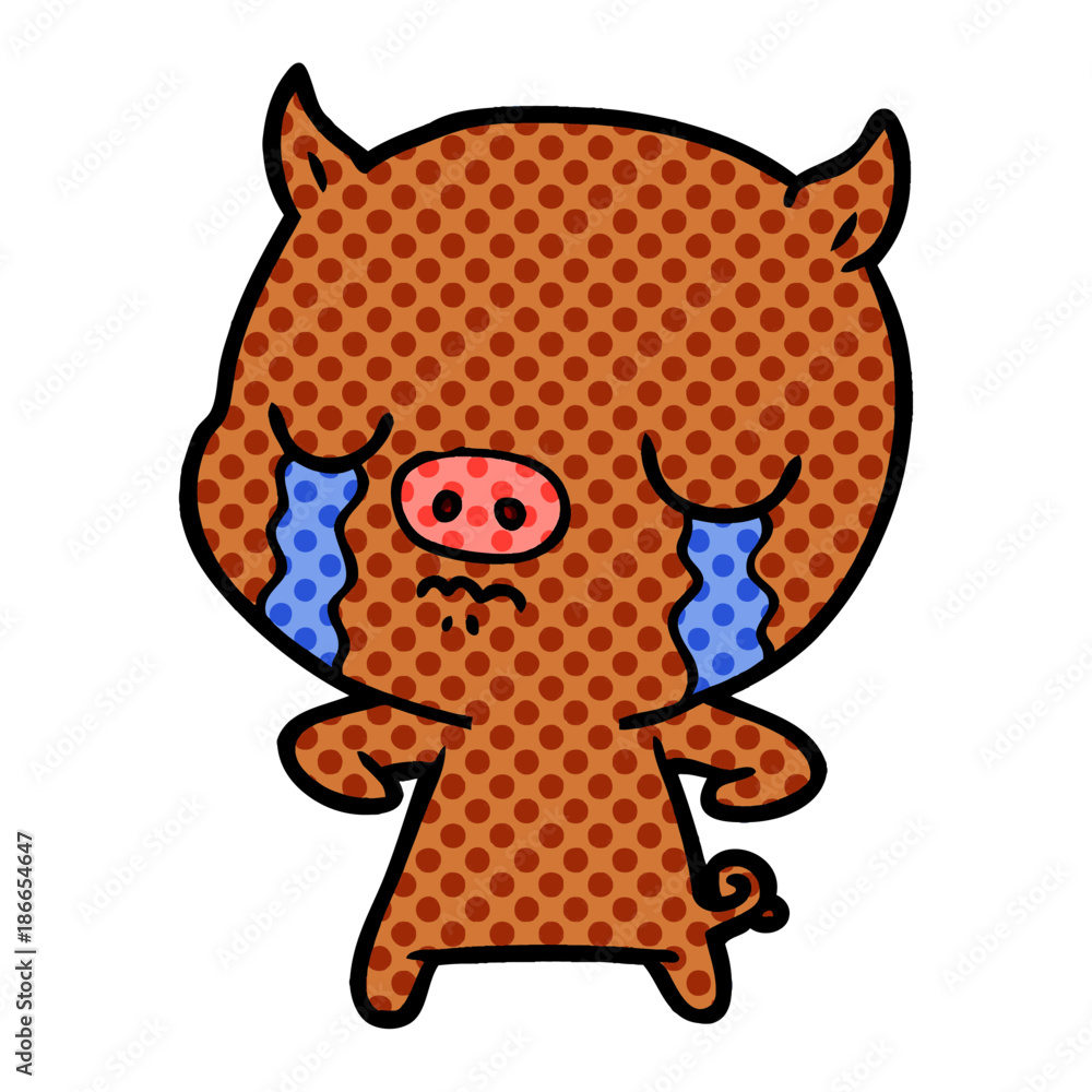 cartoon pig crying