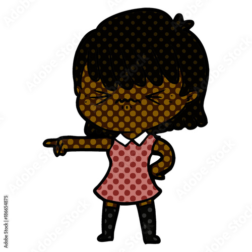 annoyed cartoon girl blaming
