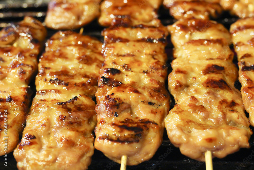 grilled pork on stove - thai street food grilled pork on stove - thai street food