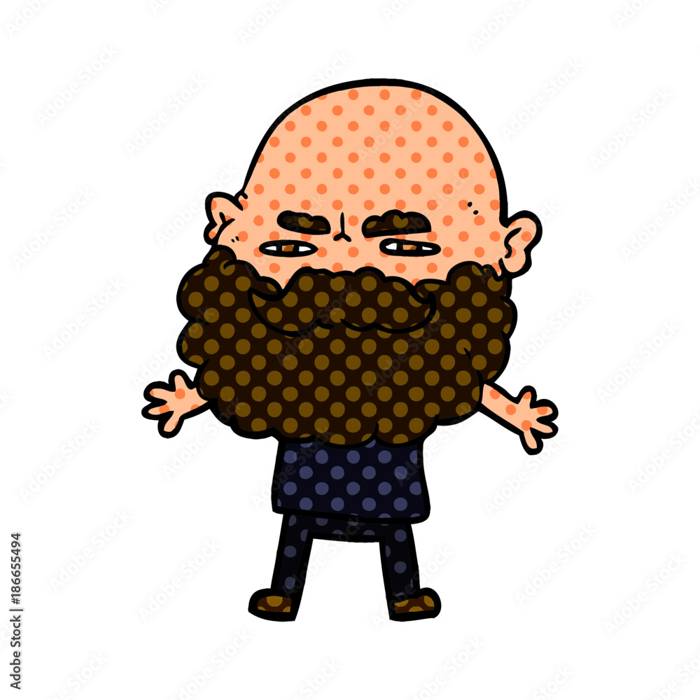 cartoon man with beard frowning cartoon man with beard frowning
