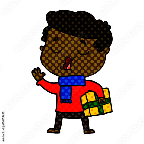 cartoon man carol singing