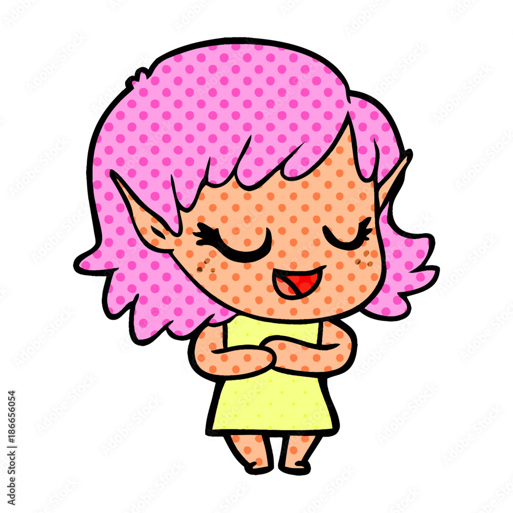 happy cartoon elf girl happy cartoon elf girl