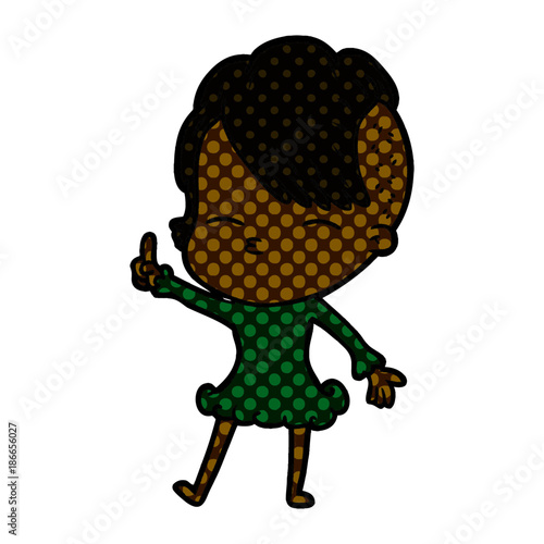 cartoon squinting girl
