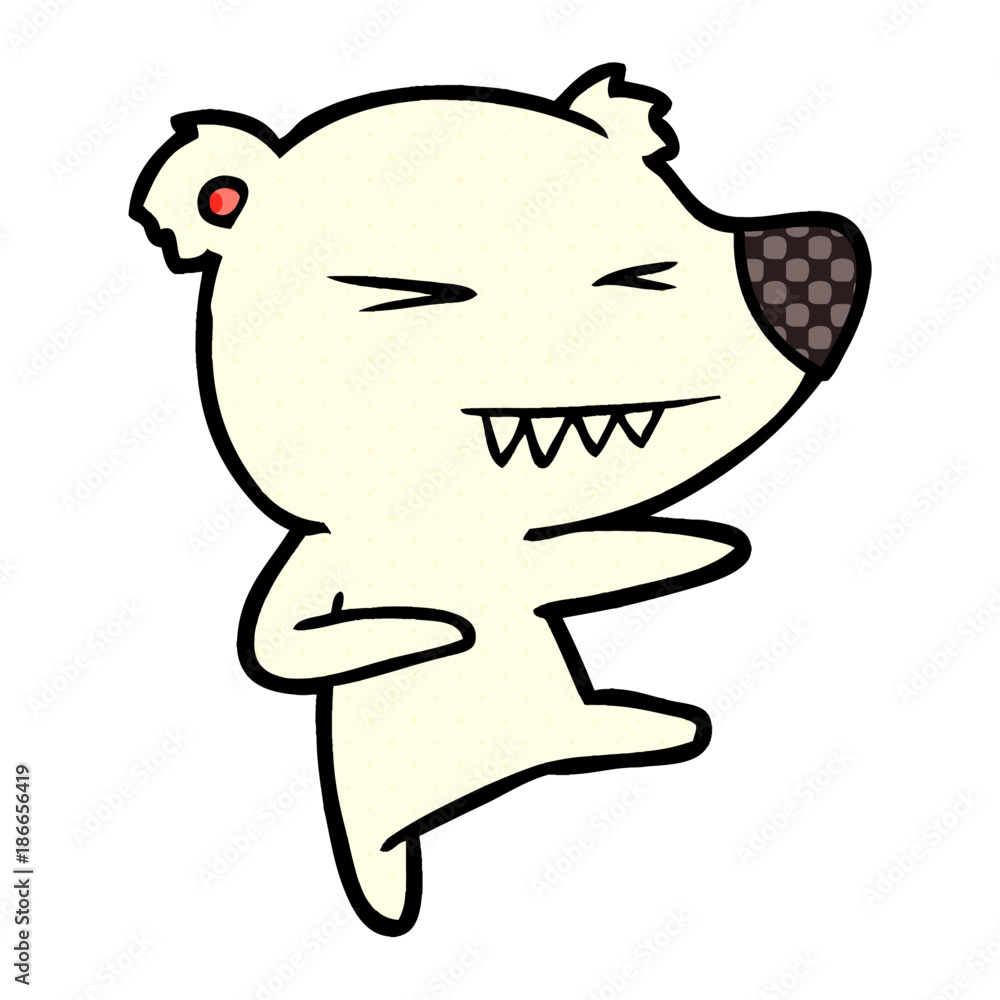 kicking polar bear cartoon