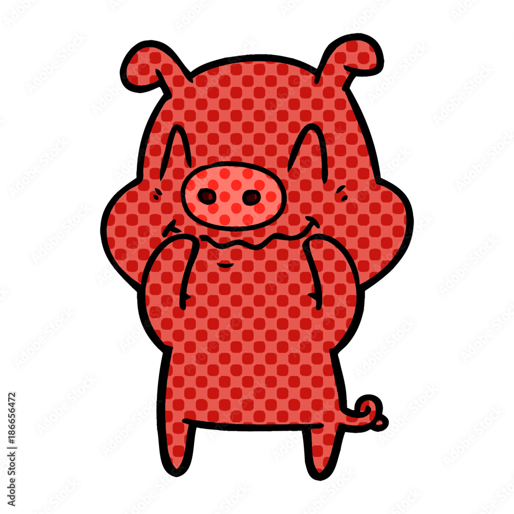 nervous cartoon pig