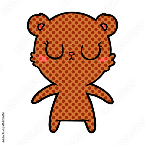 peaceful cartoon bear cub