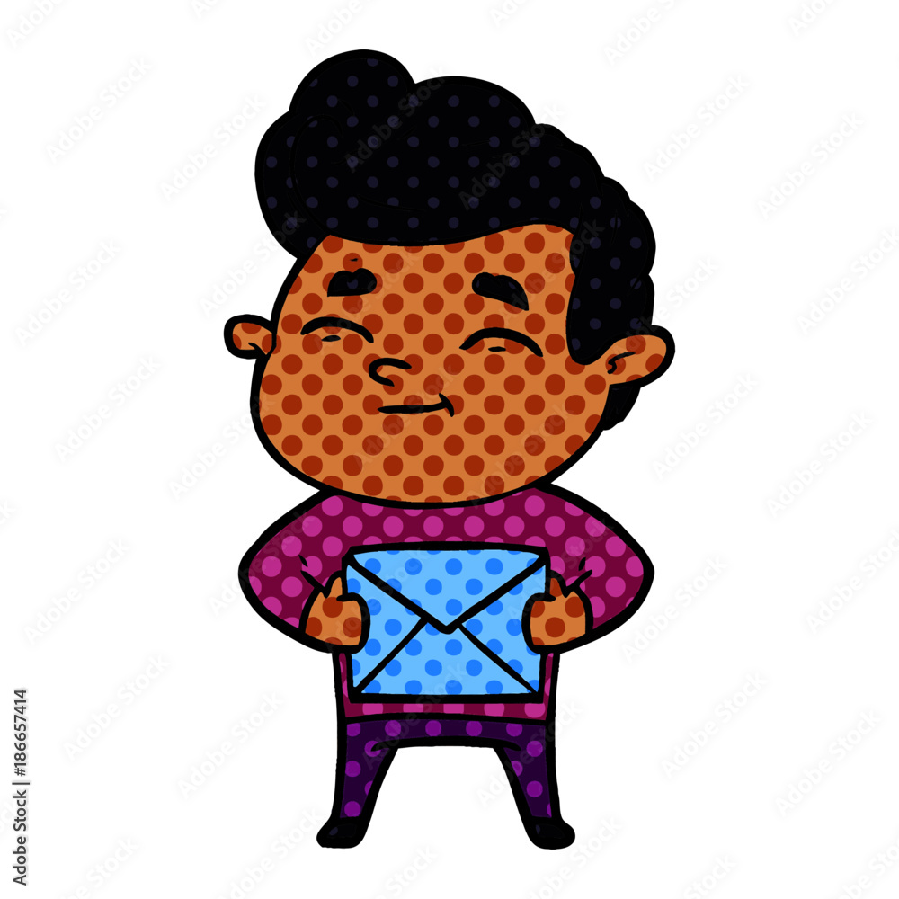 happy cartoon man with gift happy cartoon man with gift