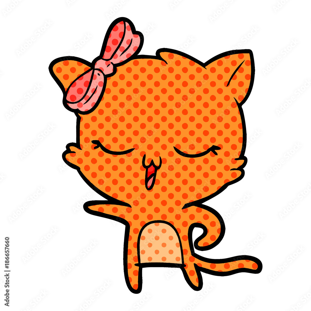 cartoon cat with bow on head cartoon cat with bow on head