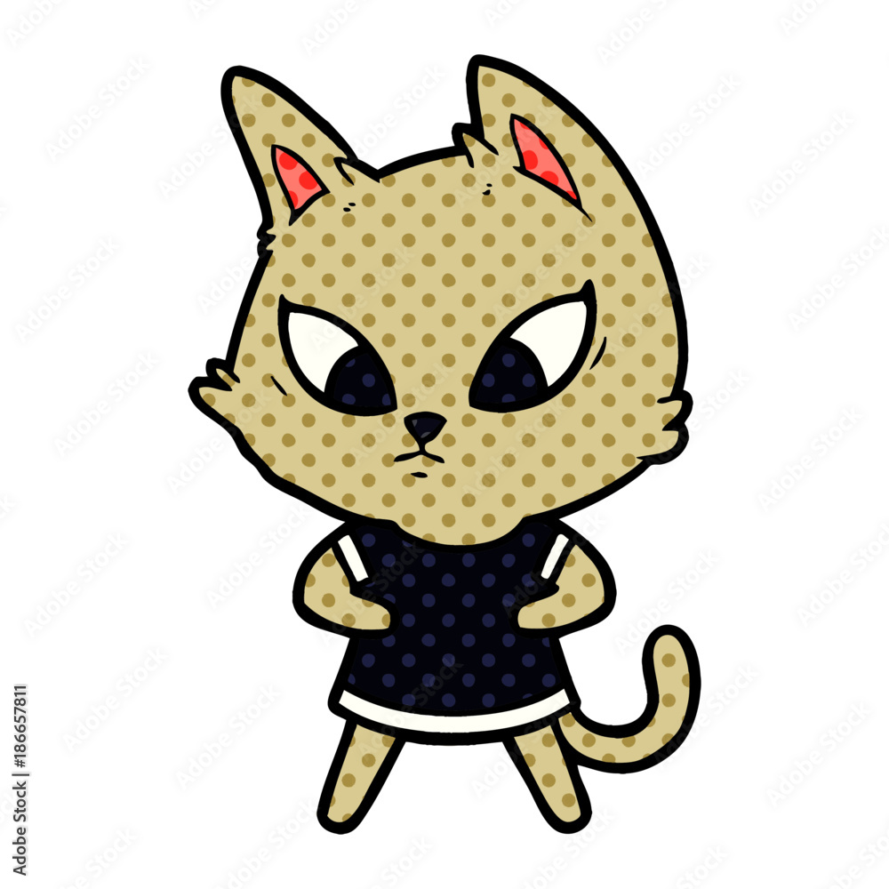 confused cartoon cat in clothes confused cartoon cat in clothes