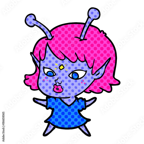 pretty cartoon alien girl