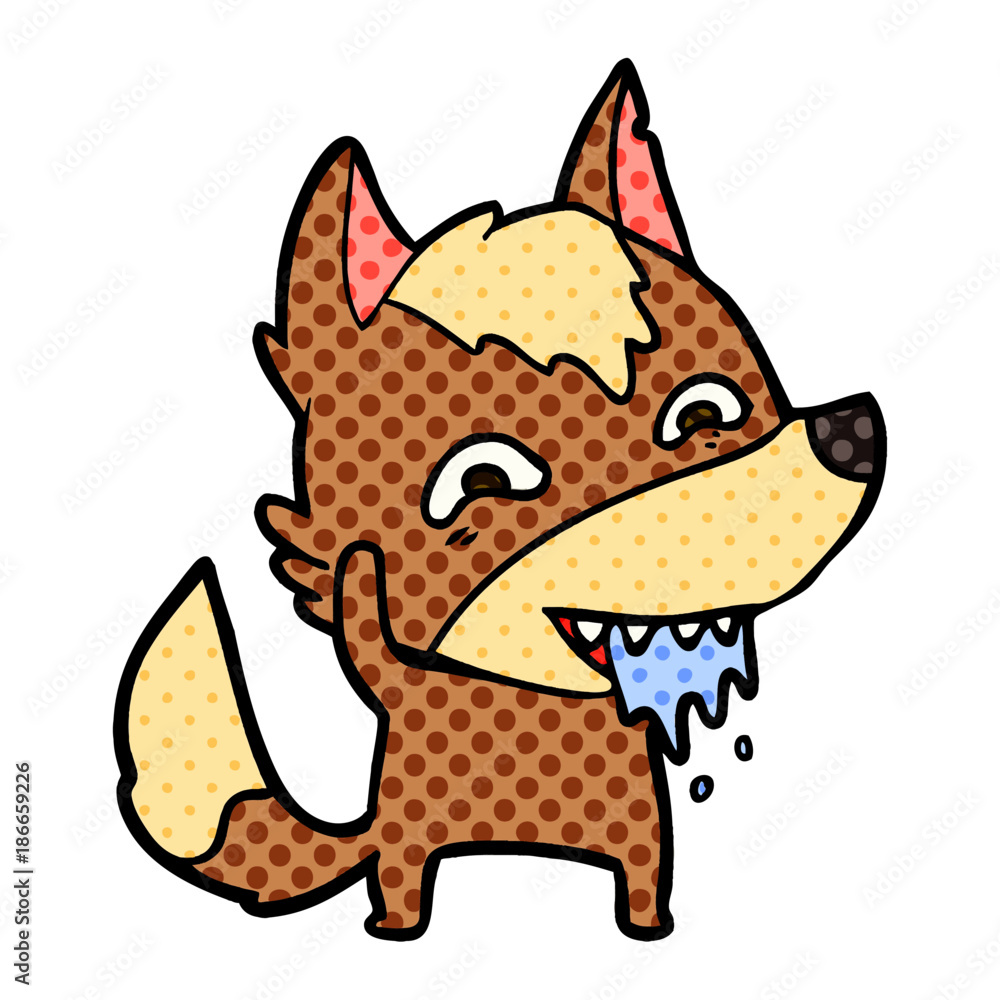 Fototapeta premium cartoon hungry wolf
