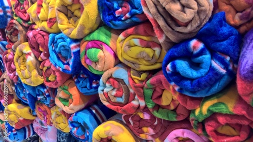 colorful clothes round folded