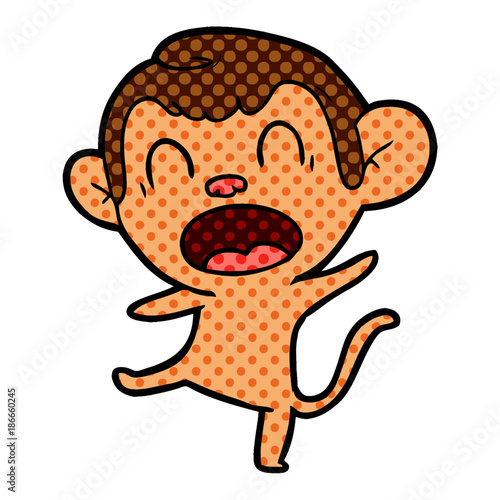 shouting cartoon monkey dancing