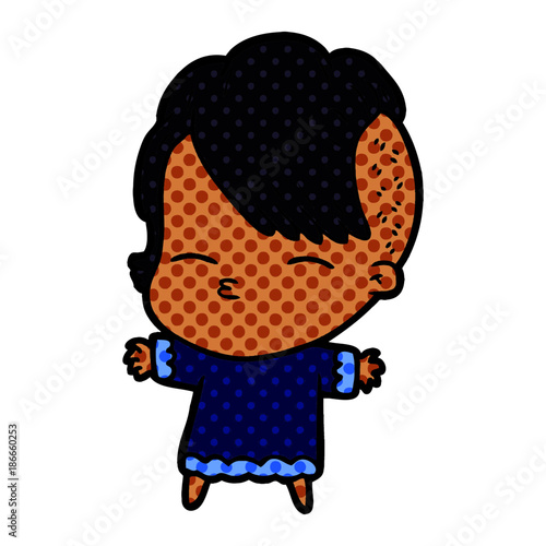 cartoon squinting girl