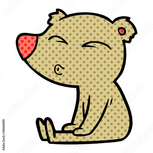 cartoon whistling bear sitting