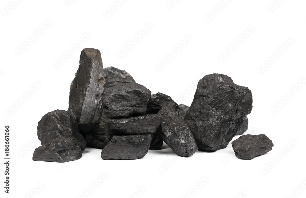Coal pile isolated on white background Coal pile isolated on white background