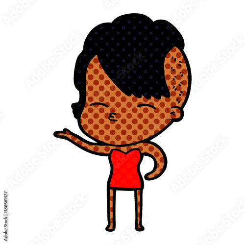 cartoon squinting girl