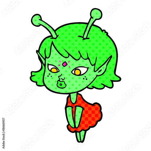 pretty cartoon alien girl