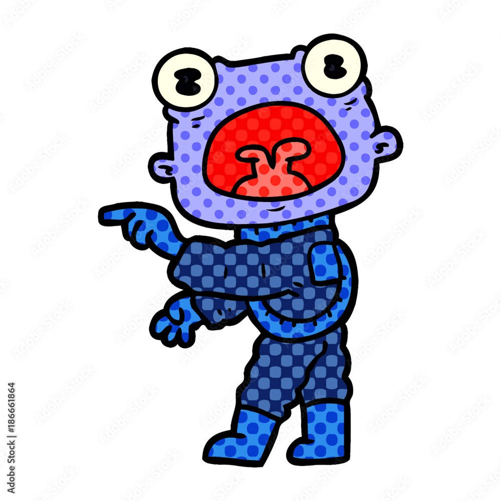 Obraz premium cartoon weird alien communicating
