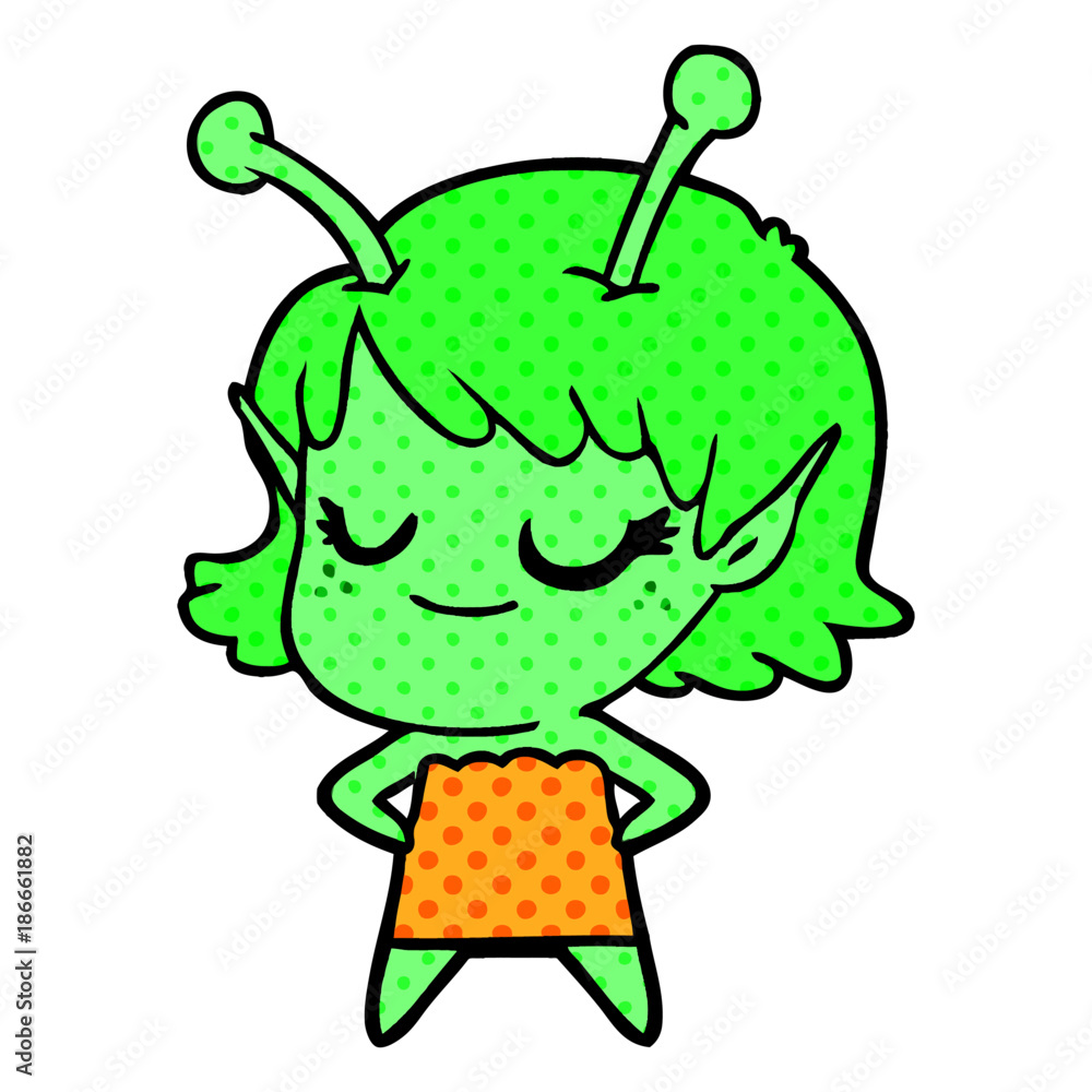 Fototapeta premium smiling alien girl cartoon