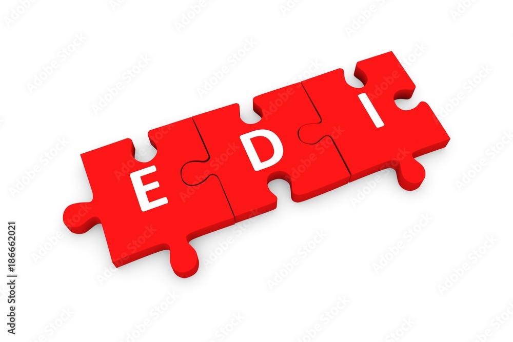 EDI puzzle conceptual white background 3d illustration EDI puzzle conceptual white background 3d illustration