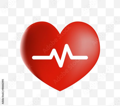 Realistic Cute Cardiology Icon on Transparent Background . Isolated Vector Illustration 