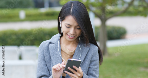 Woman make a video call on mobile phone