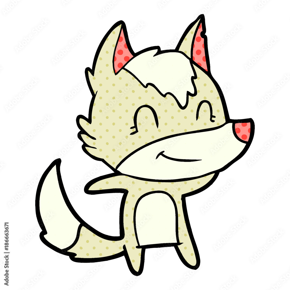 friendly cartoon wolf